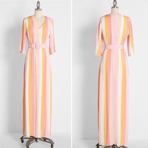ModCloth x Collectif Sorbet Soiree Corinna Peachy Stripe Maxi Dress